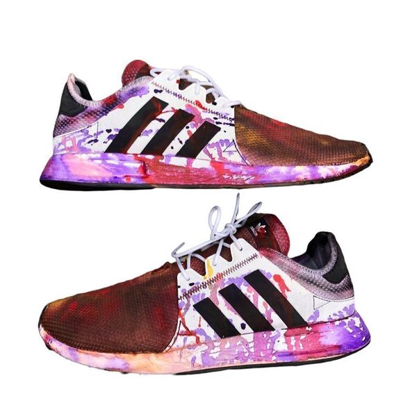 Rare Trashed Tie Dyed Adidas X_PLR Sneakers Size 12 - Picture 4 of 15